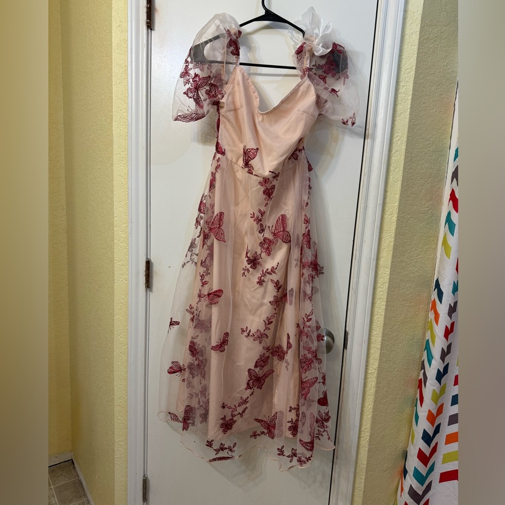 Double crazy off shoulder butterfly dress